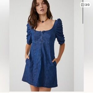 Free People Cheyanne Denim Mini Dress Size Small